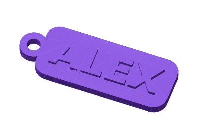 Text Keychain — 3D preview